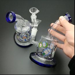 Glass Pipes Smoking Manufacture Hand-blown hookah Cartoon printing thickened glass cigarette set hookah bongs