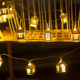 Christmas Decorations Christmas Fairy Wood House Light String Garland Wedding Party Christmas Decoration Navidad Kerst Noel Year Home Lamps 220901