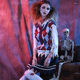 -Acessórios para figurinos menina mancha de sangue assustador zumbi halloween cosplay ghost student uniforme vestido de fantasia