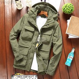 Men's Jackets Men Tactical Jacket Spring Autumn Detachable Sleeve Vest Jackets Waterproof Military Jacket Multi Pockets Hooded Windbreaker 4XL L220902