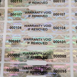 Adhesive Stickers 1000pcs Holographic Sealing StickersTamper Proof Void Security LabelWarranty Serial Number StickerCustomized 50mmx10mm 220902