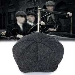 Berets Men Sboy Hat Beret Herringbone Gatsby Hats Movie Cosplay Wool Blend Vintage British Painters Caps Winter Hip Hop