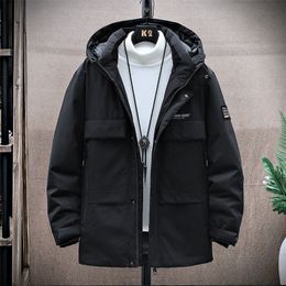 Mens Down Parkas Winter Down Jacket Tops Mens Hooded Casual White Duck Down Puffer Jackets Youth Male Fashion Business Loose Outerwear Coats 220902