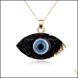 Pendant Necklaces Simple Druzy Drusy Evil Eye Pendant Women Resin Handmade Gold Chains Necklaces For Female Christmas Pa Dhseller2010 Dhmrz
