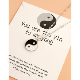 Chinese Style Tai Chi Yin Yang Gossip Necklace Alloy Drip Oil Clavicle Chain