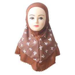 Beanie/Skull Caps Muslim Kids Girls Hijab Flower Print Turban Arabic Cap Islamic Shawl Bonnet Hat Headwrap Ramadan Middle East Headscarf 7-12 year