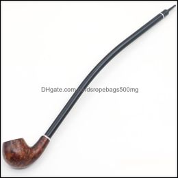 Smoking Pipes Long Smoking Pipes 41Cm Metal Acrylic Material Gift Packaging Hand Tobacco Cigarette Pipe Mti-Types Wood Colour With Box Dhctc
