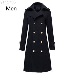 Men's Suits Blazers Winter Men Military Double Breasted Wool Blend Long Jackets For Man Female Cotton Padded Warm Windbreakers L220902