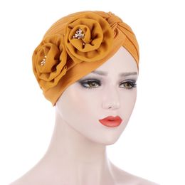 Beanie/Skull Caps Muslim Women Headscarf Soft Cotton Beading Turban Crinkle Hijab Musulman Islamic Wrap Head Ready to Wear Turbante Mujer