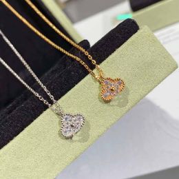 2022 S925 silver Charm pendant necklace with diamond in two colors plated have stamp box PS7076A