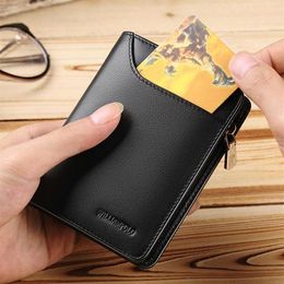 Brand Genuine Leather Men Wallet with Card Holder Man Luxury Short Wallet Purse Zipper Wallets Casual Standard Wallets257Y