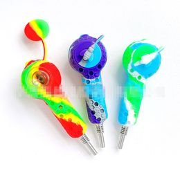 Bee-Hive Silicone Smoking Accessories Nector Collector Hand Pipe With Titanium Nail Assorted Colours NC Kit