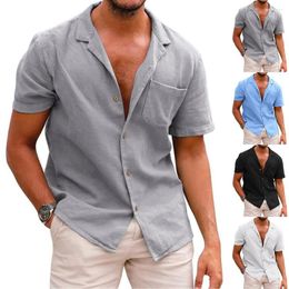 Men's Casual Shirts Mens Short Sleeve Shirt Button Up Plain Smart Pocket Formal Business Work Top Single Breasted