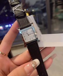 Classic Stainless Steel Sapphire Quartz watch Genuine leather Clock Geometric Square Arab Number Wrist Watches For Girls Lady Wome271k