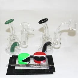 Glass Oil Rig Water Bongs Hookah Water Pipes Ash Catcher Dab Rigs With 4mm Quartz banger Bowl Dabber tool Silicone Container