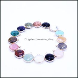 Pendant Necklaces Natural Stone Mixed Colour Striped Cut Round Pendant Dyed Plated Agate Decorated With Lady Charm Drop D Dhseller2010 Dhrye