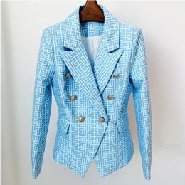 HIGH STREET Newest 2022 Designer Jacket Suits Women's Double Breasted Lion Buttons Geometrical Jacquard Blazer S-5XL