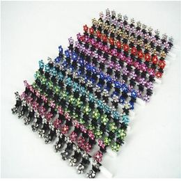 wholesale flower pins Canada - 100Pcs Crystal Flower Mini Hair Claw Clamp HairClip Hair Pin 12 Colours to choose2725