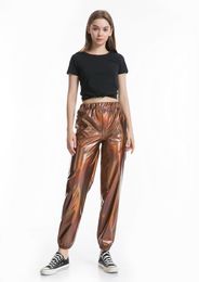 formal leggings NZ - Sexy Women Pu Faux Leather Pants Casual Hip-hop Holographic Bling Sparkly High