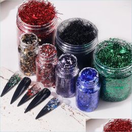 Nail Art Decorations Nail Art Decorations 1 Bottle Rose Gold Sier Blue Red Tin Foil Sequin Glitter Craft For Eco-Friendly Resin Paint Dhaht