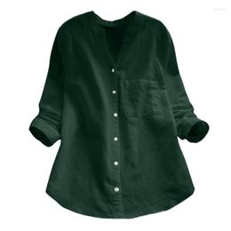 Women's Blouses Women's & Shirts Women Button Cotton Linen Casual Solid Long Sleeve And For Ladies Color Loose Plus Size Jumper