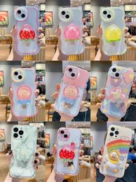 Creative Silicone phone cases for iPhone 13 Pro Max 11 12 14 Max XS XR X 7 8 Plus Cartoon Quicksand bracket lens protection against falling women 30 style case