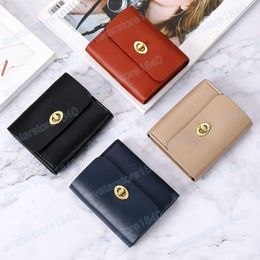 Solid Colour Mini Women Credit Card Wallet PU Leather Business Card Holder Female Slim Minimalist Short Wallets