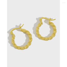 Hoop Earrings 19MM 18K Gold Plated 100% Authentic 925 Sterling Silver Big Circle Rope Twist Weave Braid Huggie JEWELRY C-ET301