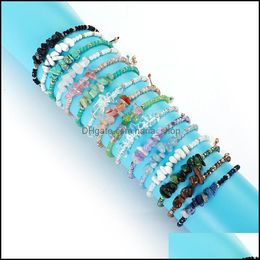 Charm Bracelets Summer Candy Color Irregar Stone Crystal Stretch Chip Beads Bracelets Bangles Quartz Wristband For Women Dhseller2010 Dhwko