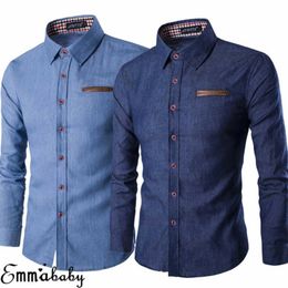 Men's T Shirts Men's Casual Slim Fit Stylish Wash Denim Long Sleeves Jeans T Shirts Smart Casual Fashion Men Clothes M-XXXL 220902