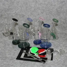 Glass Bong Oil Rigs Hookah Glass Recycler Water pipe Dab Rig joint size 14mm With Quartz banger nail bowl dabber tool