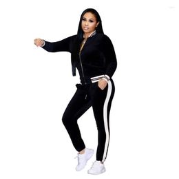 Women's Jumpsuits Women's & Rompers Fashion Elastic Sexy Jumpsuit Women Two Pieces Autumn Long Sleeve Bodysuit Sim Velvet