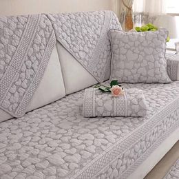 Chair Covers High Quality Double Sided Sofa Cover Cotton Geometric Embossed White Gray Sitting Room Towel Cushion