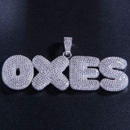 TopBling Hip Hop A-Z Custom Pendant Necklace Full Zircon Bubble Letter 18K Real Gold Plated Jewellery