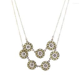 Choker 99 Europe And America Wind Brand Texture Retro Green Flowers Multi Layer Short Necklace Female For Women