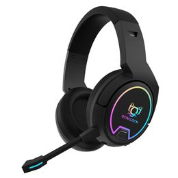 Bluetooth Wireless Earphones High Bass Stereo RGB Gaming Headset with Microphone PS4 PS5 Playstation 4 5 PC USB Gamer Headphones for Laptop Computer