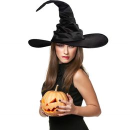 Other Event Party Supplies Halloween Black Folds Witch Wizard Hat Party Costume Headgear Devil Cap Cosplay Props Decoration Accessories for Adult Women Men 220901