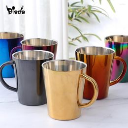 Mugs 1/3Pcs Stainless Steel Mug Double Layer Gold Coffee Milk Cups Cocktail Wine Cup Metal Drinking Bar Drinkware Cola Beer