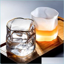 Wine Glasses Nodic Origami Shape Cup Transparent Mug Latte Coffee Whiskey Cups Drinking Bar Club Wine Glass Ice Hockey M Homeindustry Dhdeg