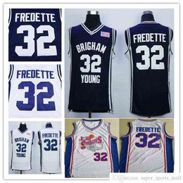 Stitched basketball Brigham Young Cougars Jimmer Fredette Jerseys Navy Blue White #32 Jimmer Fredette Shirts University Jersey