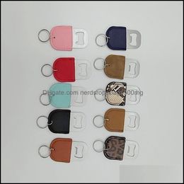 Openers Beer Bottle Opener Stainless Steel Key Buckle Openers Pu Leather Case Solid Colour Regar 4 85Tw Y2 Drop Delivery 2021 Home Gar Dhceh