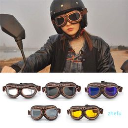 Outdoor Eyewear Retro Motorcycle Goggles Leather H Arley Riding Glasses Windproof Dust Jet