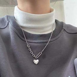 Pendant Necklaces Crystal Rhinestone Inlay Opal Stone Heart Necklace Minimalist Silver Rose Gold Chain Clavicle Women