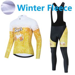 mountain bike clothes for men NZ - 2023 Pro Beer Mens Winter Cycling Jersey Set Long Sleeve Mountain Bike Cycling Clothing Breathable MTB Bicycle Clothes Wear Suit M15