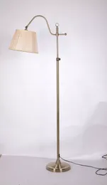 Floor Lamps Vintage Lamp Creative Fabric Shade Country Style Metal For Bedroom Home Decor Silver Standing