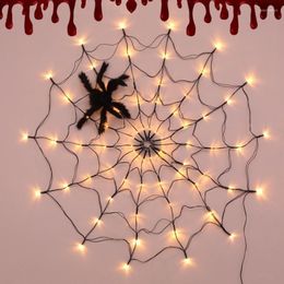 Strings Halloween LED Spider Web String Light With Remote 8 Modes Net Mesh Atmosphere Lamp Outdoor Indoor Party Decor Lights