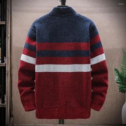 Men's Sweaters Winter Coat Chic Color Block Stretchy Autumn Sweater Zipper Knitting