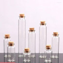Bottiglie di stoccaggio D2TA Piccole con tappi di sughero Piccole fiale Vasi di vetro trasparente Coperchi Contenitore per progetti di artigianato d'arte Festa fai da te