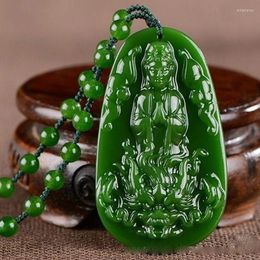 Colares de pingentes soltam o colar de homens de nefrite de gree jades esculpida saint gunyin buda pingents presente para jóias de moda