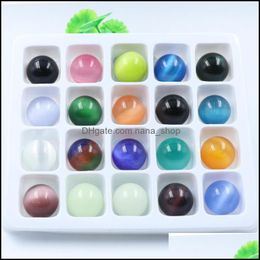 Stone Non-Porous-Ball 20Mm Cats Eye Opal Stone Bead Natural Healing Crystal Mascot Mas Accessory Minerale Gemstone Reiki Dhseller2010 Dh9T0